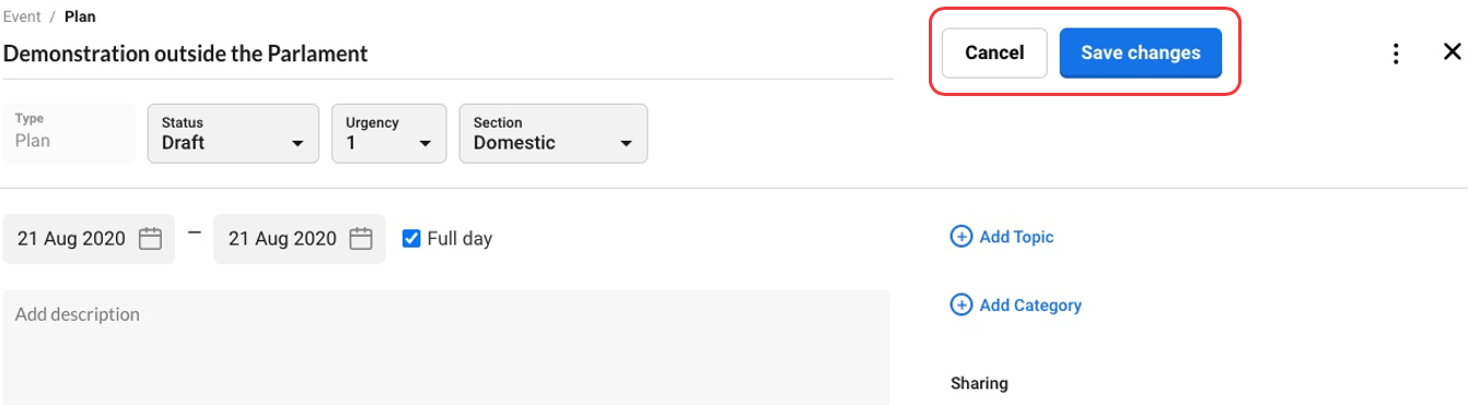 Click on Cancel or Save when you are done with your editing