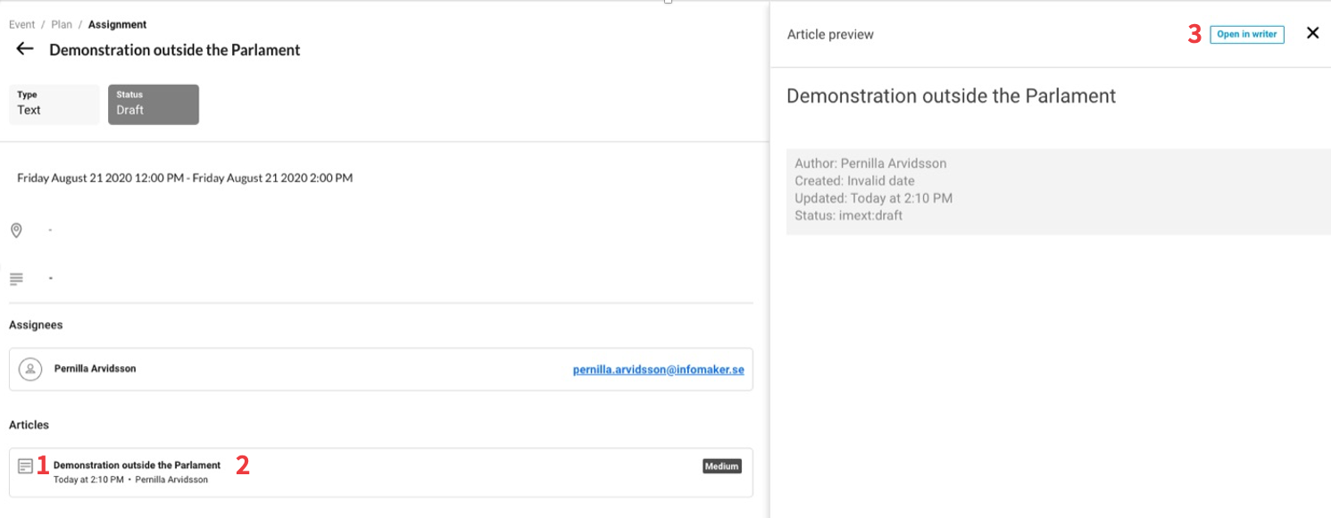 Three ways of open an article.